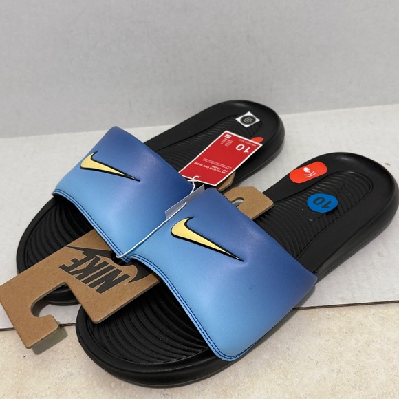 Nike Victori One Slide PR Fade Blue Yellow Mens Sandals HF4073 400 Size 10